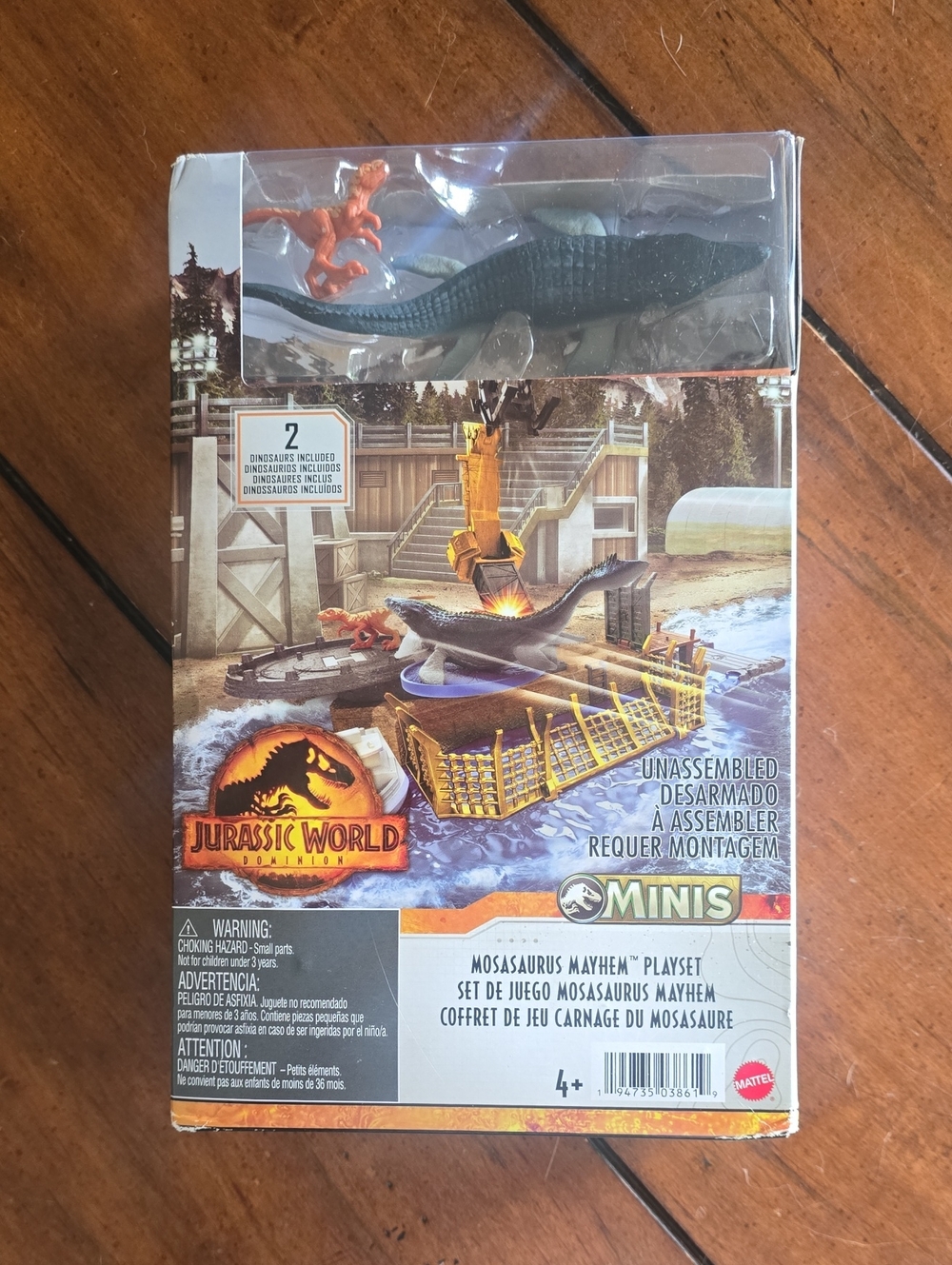 Mattel Jurassic World Minis Mosasaurus Playset - Black & Orange Figures